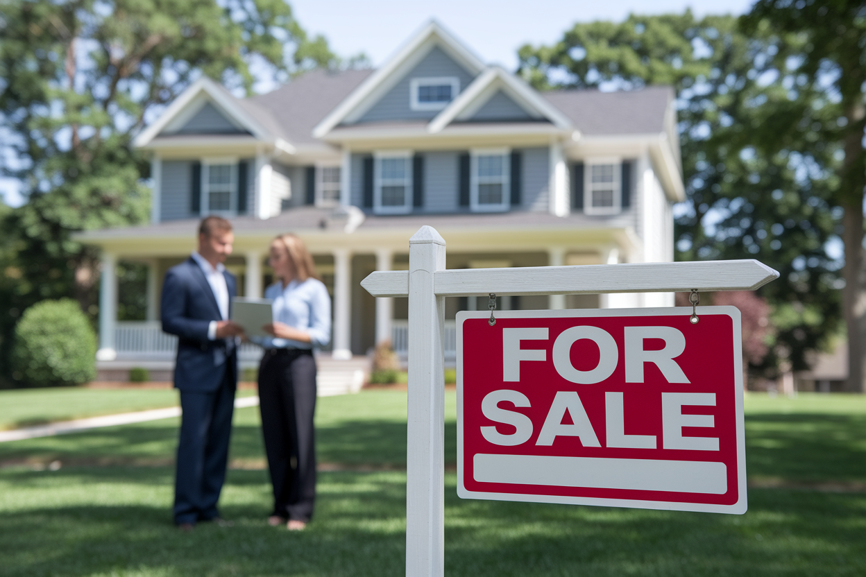 maison-floue-panneau-a-vendre-couple