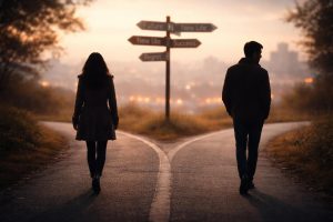 couple-route-panneaux-ville-flou