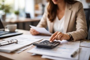 personne-bureau-calculatrice-papiers