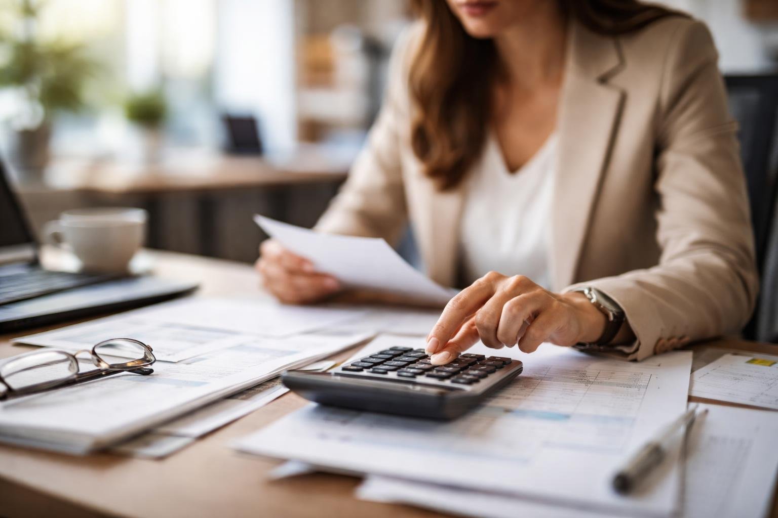 personne-bureau-calculatrice-papiers