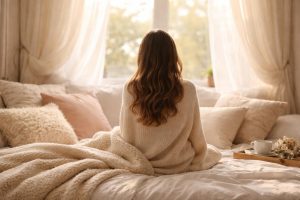 personne-lit-coussins-lumiere-matin