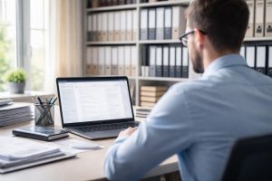 bureau-moderne-ordinateur-etageres-documents