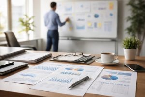 bureau-moderne-documents-finance-lumiere