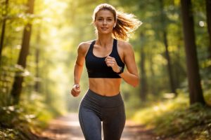 femme-course-sentier-ensoleille-arbres
