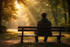 personne-pensive-banc-parc-arbres