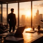 homme-costume-bureau-urbain-coucher-soleil