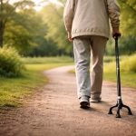 personne-agee-canne-tripode-parc-verdoyant