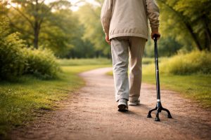 personne-agee-canne-tripode-parc-verdoyant