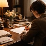 personne-ecrivant-bureau-lumiere-douce